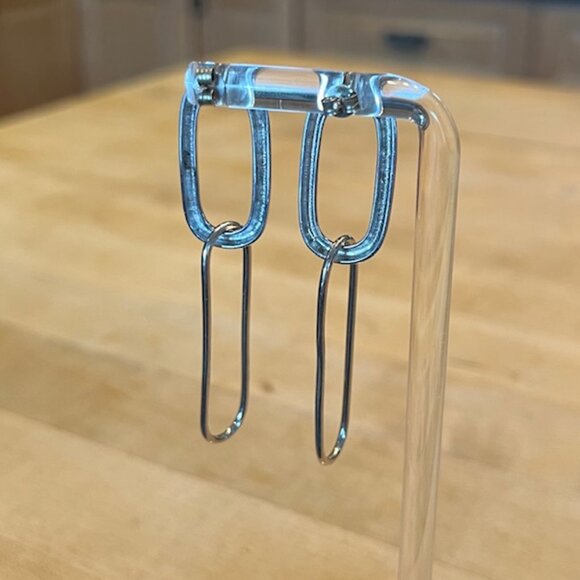 Oval Hoop Dangling Earrings - new - Picture 4 of 4